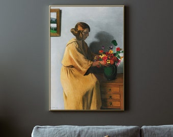 Vintage Porträt Druck | Mutige Porträt-Kunst | Poster Frau Antik Poster | Viktorianische schwermütige Frau Leinwand | Frauenbild | Weibliches Blumen Dekor