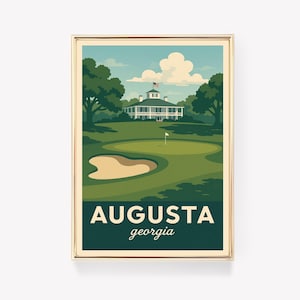 Augusta Georgia reisposter, Augusta kunst aan de muur, Georgië print, canvas vintage decor, Augusta cadeau