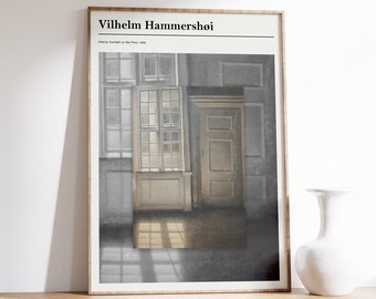Vilhelm Hammershoi Art Print | Exhibition Print | Interior Oil Painting | Mid Century Modern | Art Nouveau Print | Art Nouveau