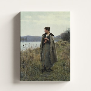 Premium Canvas | Daniel Ridgway Knight - The Shepherdess of Rolleboise (1896) | Vintage Painting | Canvas Wall Art | Fine Art
