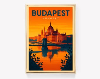 Budapest Vintage Travel Poster, Hungary Wall Art, Budapest Print, Retro Decor, Travel Gift