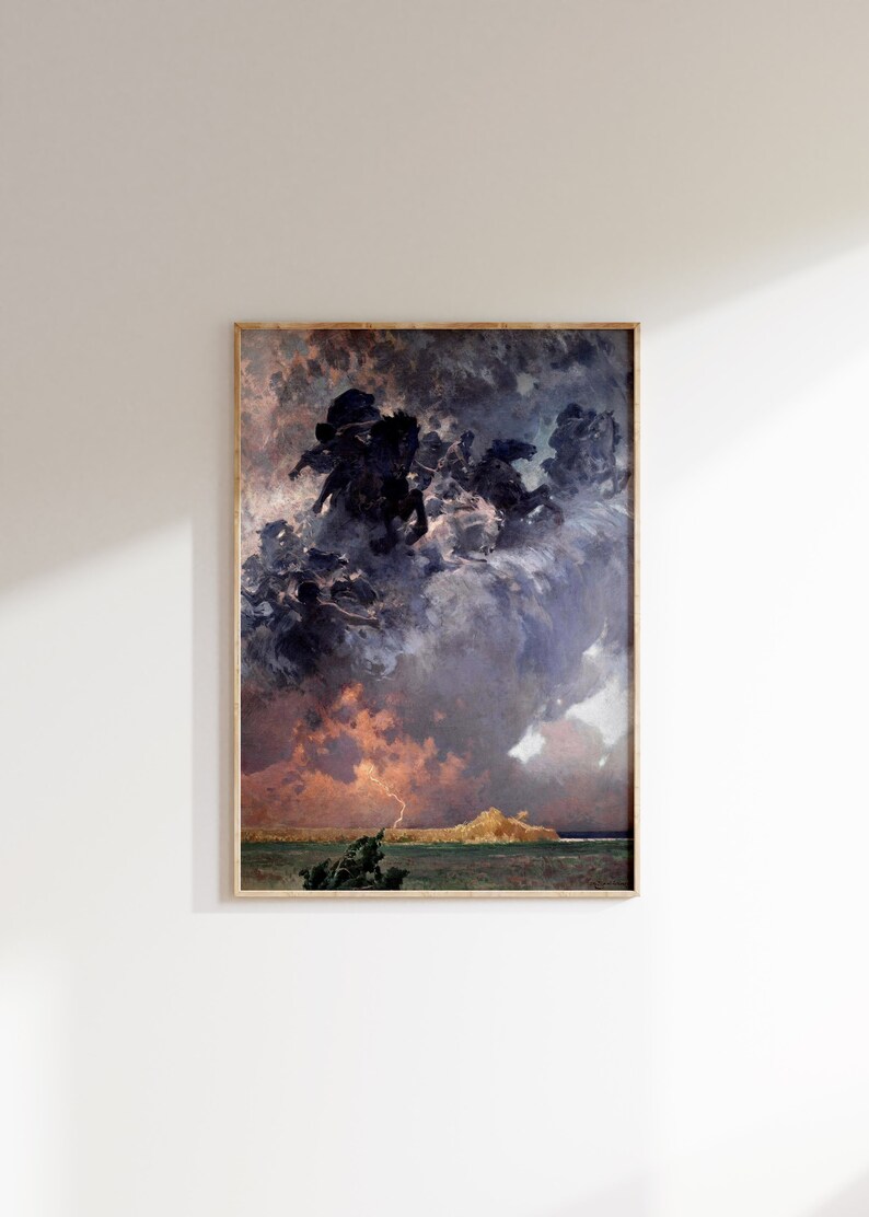 a painting hanging on the wall of a room