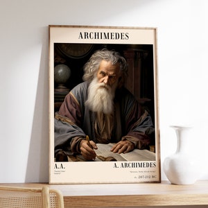 Archimedes | Wissenschaftler Porträt | Mathe-Genie Kunst | Inspirierendes Zitat | Lehrende Decor