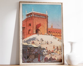 Hiroshi Yoshida - Jami Masjid, Delhi (1931) - Painting Photo Poster Print Art Japanese Japan Ukiyo-e India City New Vintage Home Decor