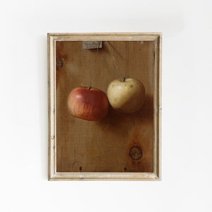Apple Still Life Painting | Antique Fruit Still Life | Vintage Oil Painting | Kitchen Decor | Fruits Painting | Vintage Fruit Art | Gift