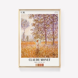 Cartel de arte de Claude Monet / Álamos al sol / Monet Wall Art / Monet Print / Cartel de otoño / Impresión de exposición / Arte francés vintage
