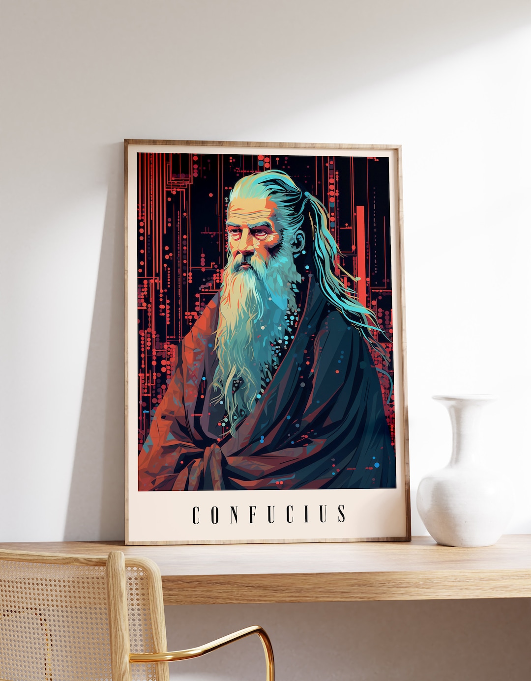 Confucius Poster | Philosopher Print | Bookworm Gift | Home Decor ...