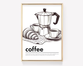 Coffee poster | Coffee Wall Art | Coffee bar print | Cute Coffee Print | Coffee Lover Gift | Kitchen print | Vintage Art | Gift Idea
