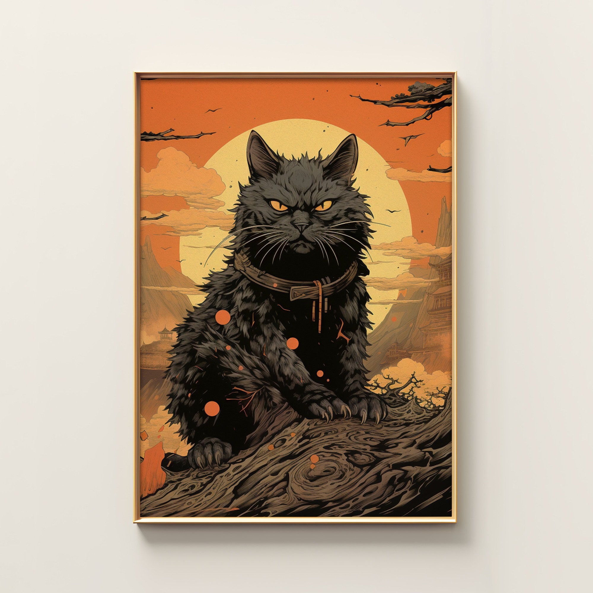 Japanese Funny Cat Poster | Animal Poster | Funny Cat Art Print ...