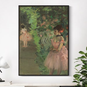 Edgar Degas - Dancers Backstage (1876) | Vintage Painting | Ballet Print | Ballet Dancer Print | Canvas Poster Wall Decor | Museum Quality