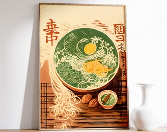 Japanese Food Poster | Mid Century Modern | Ramen Food Print | Kitchen Decor | Food and Drink Poster | Ramen Poster | Japanese Art