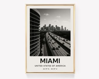 Miami Travel Poster, USA Wall Art, Miami Print, Florida Canvas Art, Miami Decor, Retro Vintage Poster, America Gift