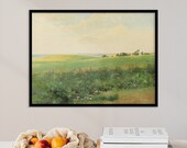 Spring Meadow Country Wall Decor Vintage Art Antique Landscape Meadow Painting Vintage Landscape Apartment Decor Canvas Poster