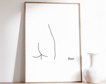 Picasso Female Body Line Art Print | Pablo Picasso Print | Minimalist Line Art Decor | Cute Gift | Female Form | Mid Century Modern