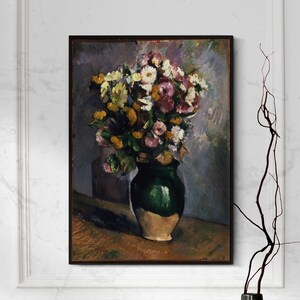 Paul Cézanne - Stillleben mit Blumen in einem Olivenglas (1880) - Reproduktion Klassische Malerei Wohnkultur Poster Druck Kunst Geschenk - Cezanne