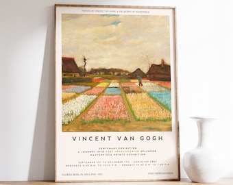 Plakat Van Gogha | Rabaty kwiatowe w Holandii | Plakat wystawowy | Grafika Van Gogha | Grafika kwiatowa | Plakat krajobrazowy | Plakat wystawowy muzealny