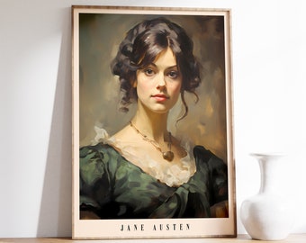Impressão de Jane Austen | Impressão de Autora | Pôster de Jane Austen | Decoração Literária | Impressão de Arte de Livro | Decoração para Casa