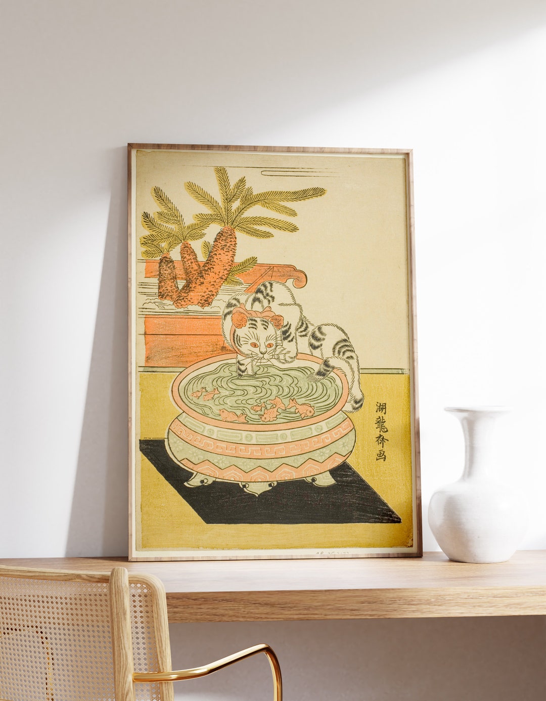 Japanese Cat Art Print | Japanese Decor | Ukiyo-e Print | Isoda ...