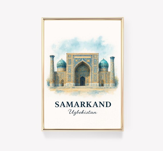 Samarkand Travel Poster, Uzbekistan Wall Art, Vintage Print, Samarkand Decor, Travel Gift