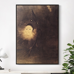 Odilon Redon - Sumpfblume (1885) | Vintage Gemälde Bleistift Skizze Blumen Poster Druck Haus Wand Kunst Dekor - Museumsqualität - Große Größe