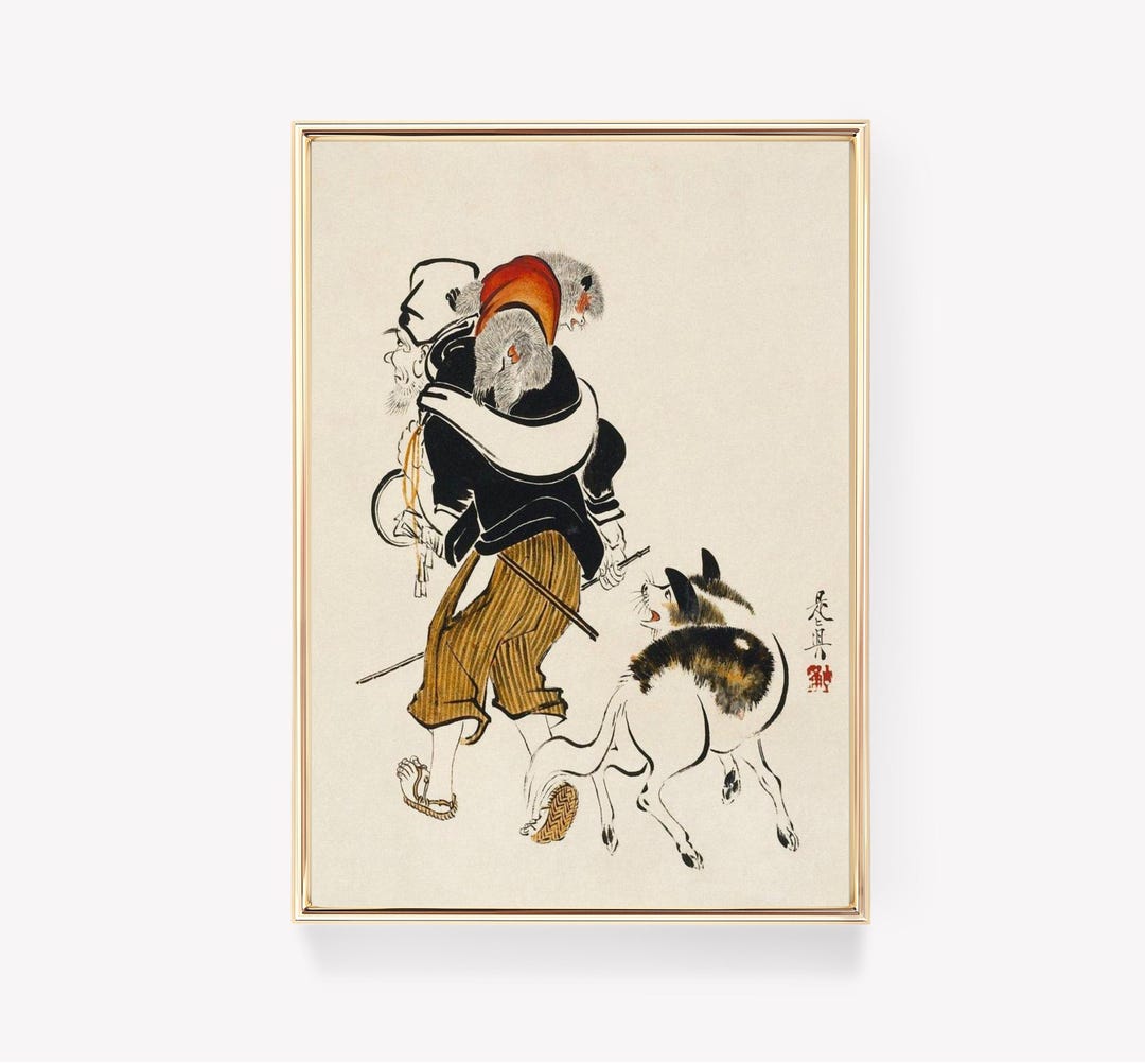 Fukurokuju Art Print | Japanese Folklore Print | Legendary Figure Print ...