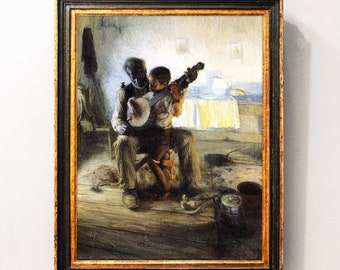 Henry Ossawa Tanner : The Banjo Lesson (1893), Wrapped Giclee Wall Art Print, Fine Art, Famous Painting, Fine Art, Housewarming Gift