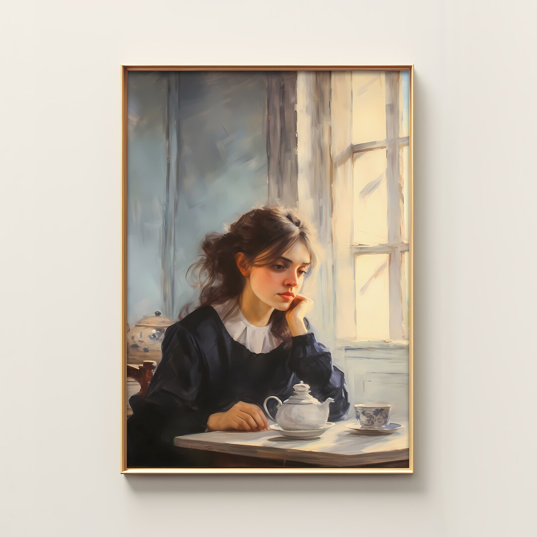 Girl Resting After Breakfast | Vintage Woman Portrait Oil Painting ...