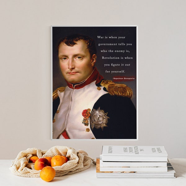 Napoleon Bonaparte Quote - War is When... Poster Original Art Print Photo Wall Home Decor - Military Strategy Sun Tzu Art of War Quotation