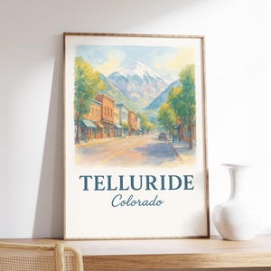 Telluride Colorado Poster, Telluride Wall Art, Telluride Print, Mountain Town Decor, Colorado Vintage Travel