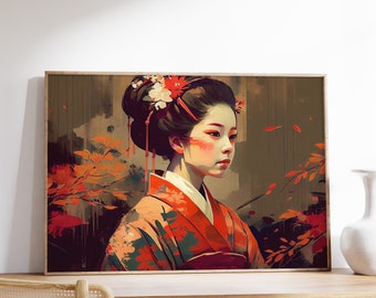 Geisha Poster | Japanese Poster | Geisha Art Print | Vintage Japanese Art | Japanese Decor | Oriental Decor | Asian Poster | Home Decor