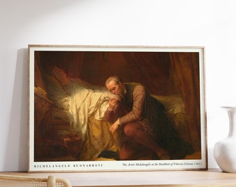 Michelangelo Art Print | The Artist Michelangelo at the Deathbed of Vittoria Colonna (1851) | Exhibition Poster | Modern Wall Art