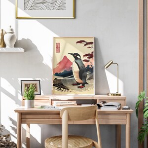 Premium Print | Penguin Poster | Japanese Painting | Mid Century | Ukiyo-e Painting | Fine Art Print | Museum Quality Print image 2