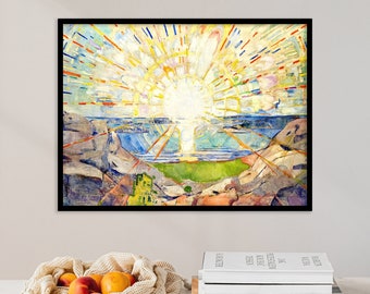 Edvard Munch - The Sun (1911) | Giclee Print Canvas Painting Edward Sunshine Sunrise Sunset Morning Vintage Antique Decor Poster Wall Art