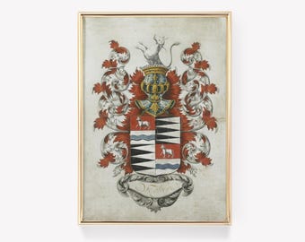 Coat Of Arms | Vintage Print | Heraldic Art | Medieval Crest | Emblem Illustration | Historical Design