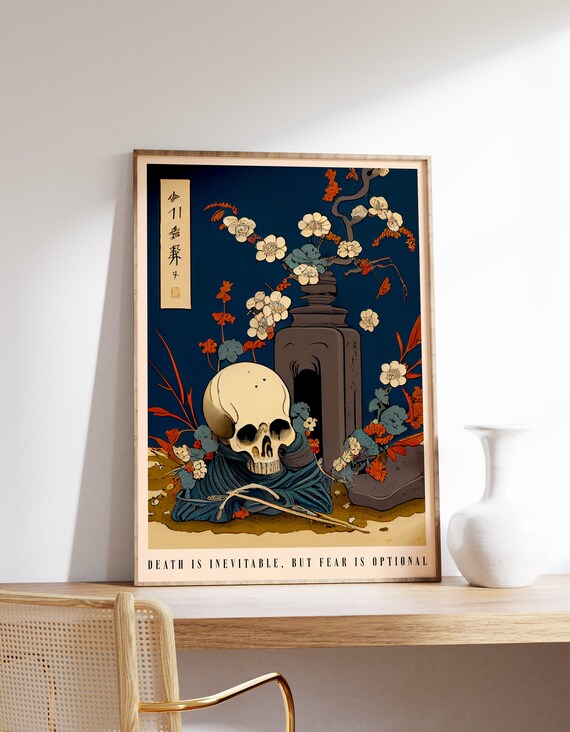 Japanese Memento Mori Print | Skull Artwork Print | Memento Mori