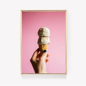 Eis Poster | Zapfen Poster | Doppelschaufel Art | Rosa Wanddekor | Eistüte Print | Vintage Druck