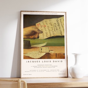 Poster da arte de Jacques Louis David | Morte de Marat | Cartaz da Exposição | Academia Negra | Decoração de parede moderna | Pôster vintage | Arte do Museu