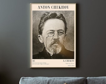 Anton Chekhov Print - Fine Art Design Modern Home Photo Poster Gift Vintage Wall Decor - Pavlovich, Russian Playwright, Literature Poster