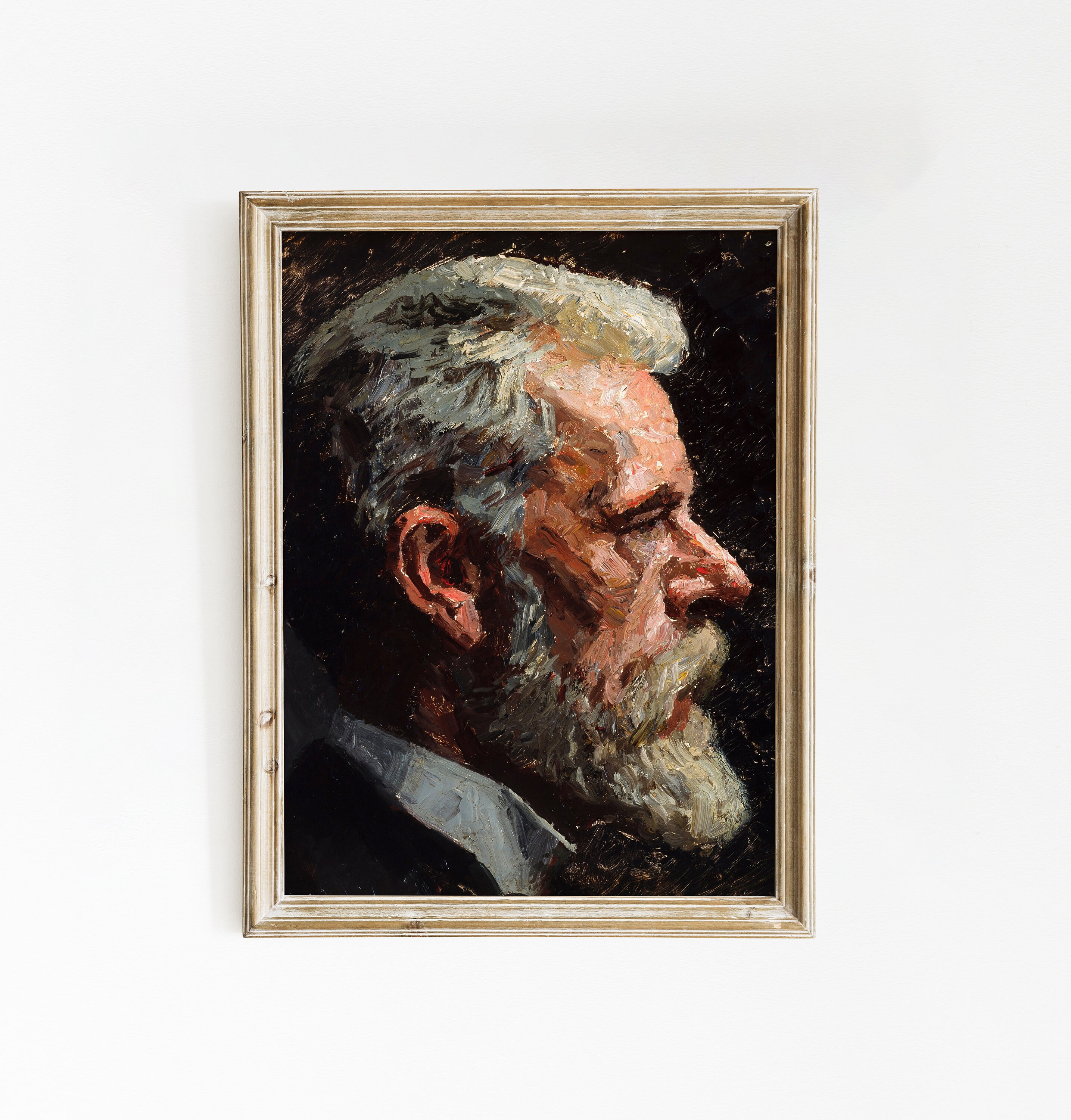 Male Profile Portrait Oil Painting | Antique Male Side Art | Elegant ...