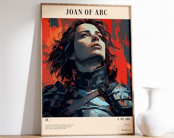 Joan of Arc Print | Vintage Print | Minimal Wall Decor | Wall Art | Antique Painting | Moody Wall Art
