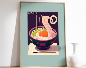 Japanese Food Print | Modern Kitchen Decor | Ramen Poster | Food Print | Exhibition Poster | Food Wall Art | Japanese Noodle | Vintage Print