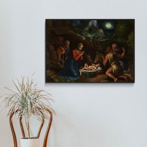 Girolamo da Carpi Girolamo Sellari The Adoration of the Shepherds 1535 Wall Art Poster Print Religious Vintage Home Decor Painting image 2