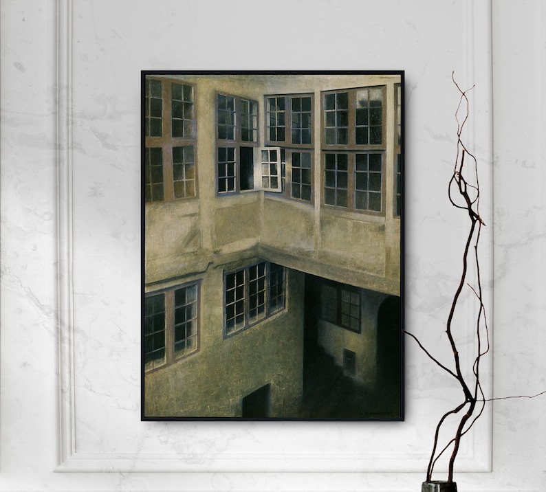 Vilhelm Hammershoi Interior of Courtyard Strandgade 30 1899 Poster Painting Window Print Art Gift Danish Art Decor Interior Architect image 1