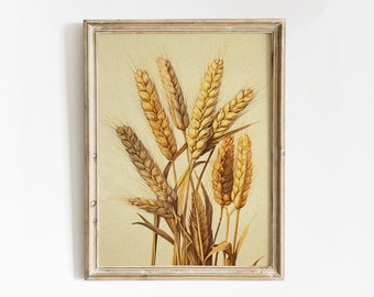 Wheat Wall Decor | Modern Farmhouse Decor | Wheat Illustration | Wheat Cereal Art | Rustic Farming Kitchen Decor