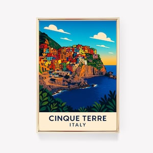 Cinque Terre Travel Poster, Italy Wall Art, Cinque Terre Print, Canvas Wall Decor, Vintage Italy Gift