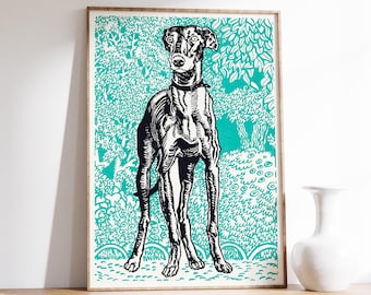 Greyhound (1912) By Moriz Jung | Vintage Dog Poster Print | Retro Animal Art | Greyhound Wall Art Print