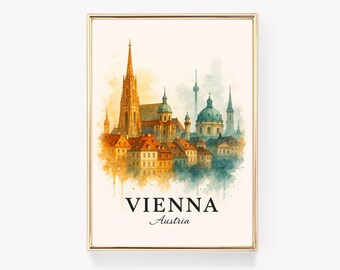 Wien Vintage Reise Poster, Österreich Wand Kunst, Retro Print, Wien Dekor, Reise Geschenk