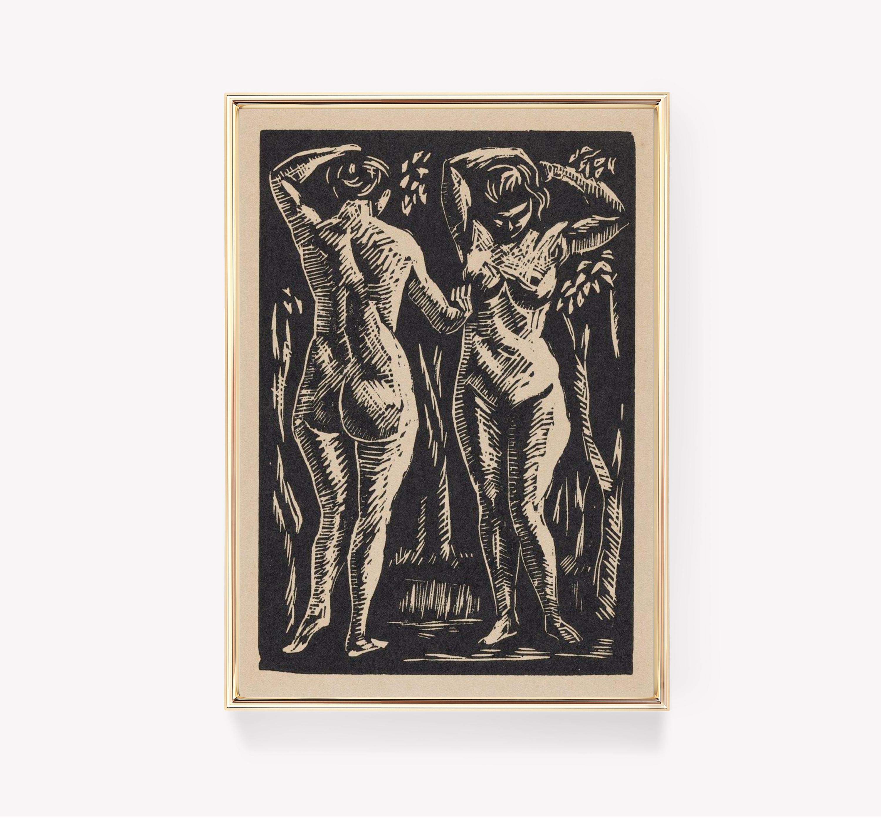 Ernst Barlach | Two Girls Print | Vintage Art | Barlach Sculpture Print | Antique Poster | Art Print |