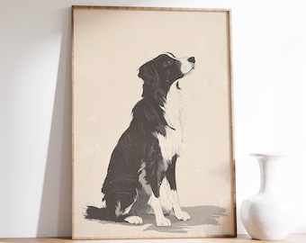 Vintage Australian Shepherd Dog Print | Australian Shepherd Poster | Dog Wall Art | Vintage Prints | Minimal Art | Living Room Decor