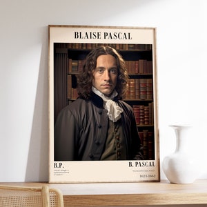 Blaise Pascal | Scientist Portrait | Math Genius Art | Inspirational Quote | Educational Decor